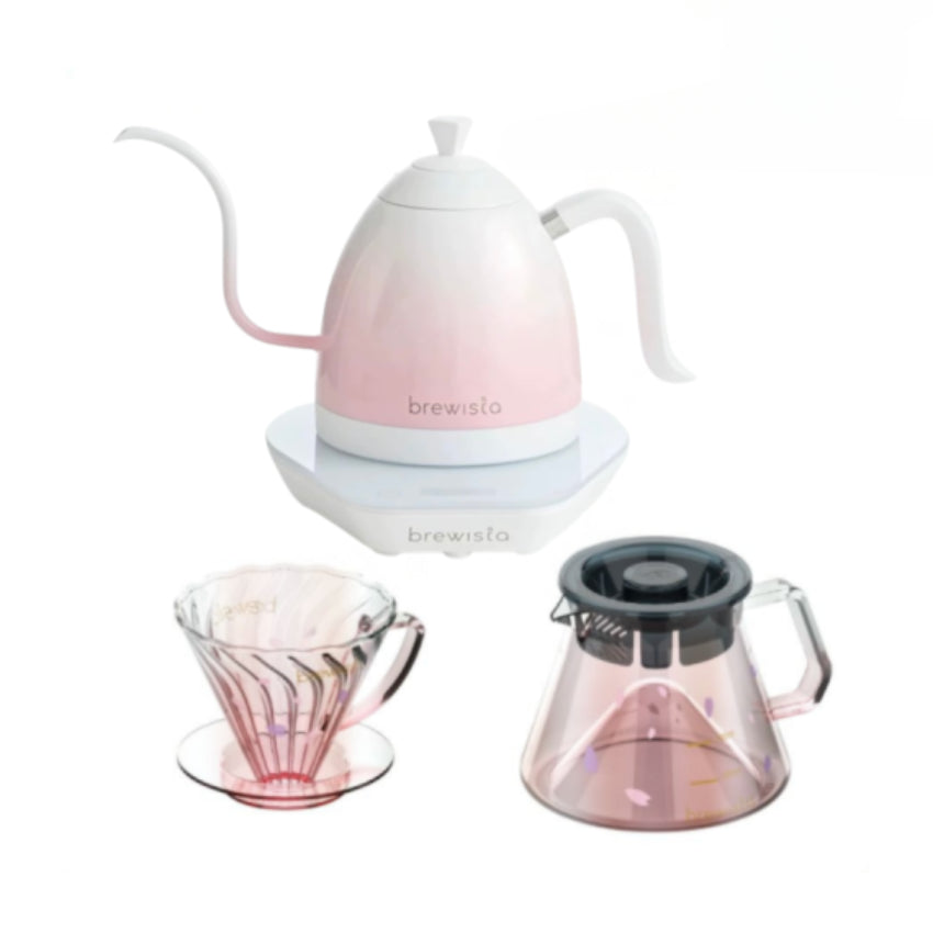 【組合優惠】BREWISTA|櫻花粉限定手沖套裝 (PRO手沖壺+濾杯+下壺) **套裝額外加送100張Hario濾紙 (VCF-01-100M)