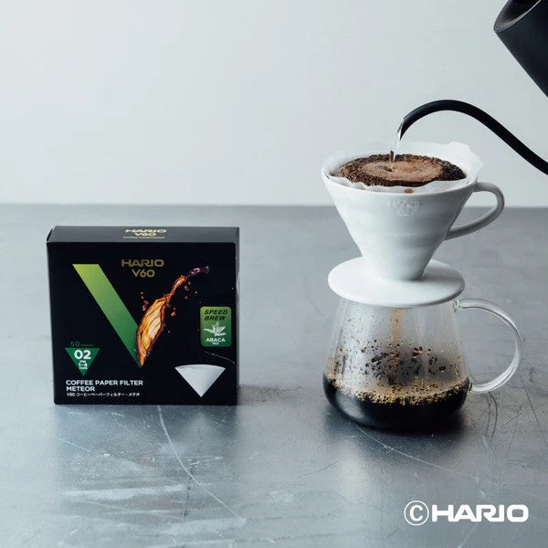 HARIO | 日本製 V60 白色 01/02 流星濾紙 (50入盒裝) 最強流速濾紙【平行進口產品】