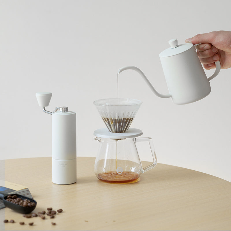TIMEMORE泰摩 | C3s 經典手沖咖啡套裝 (一套有齊 C3s咖啡豆磨+細口手沖壺+玻璃手沖咖啡壺組套裝+溫度計+濾紙)
