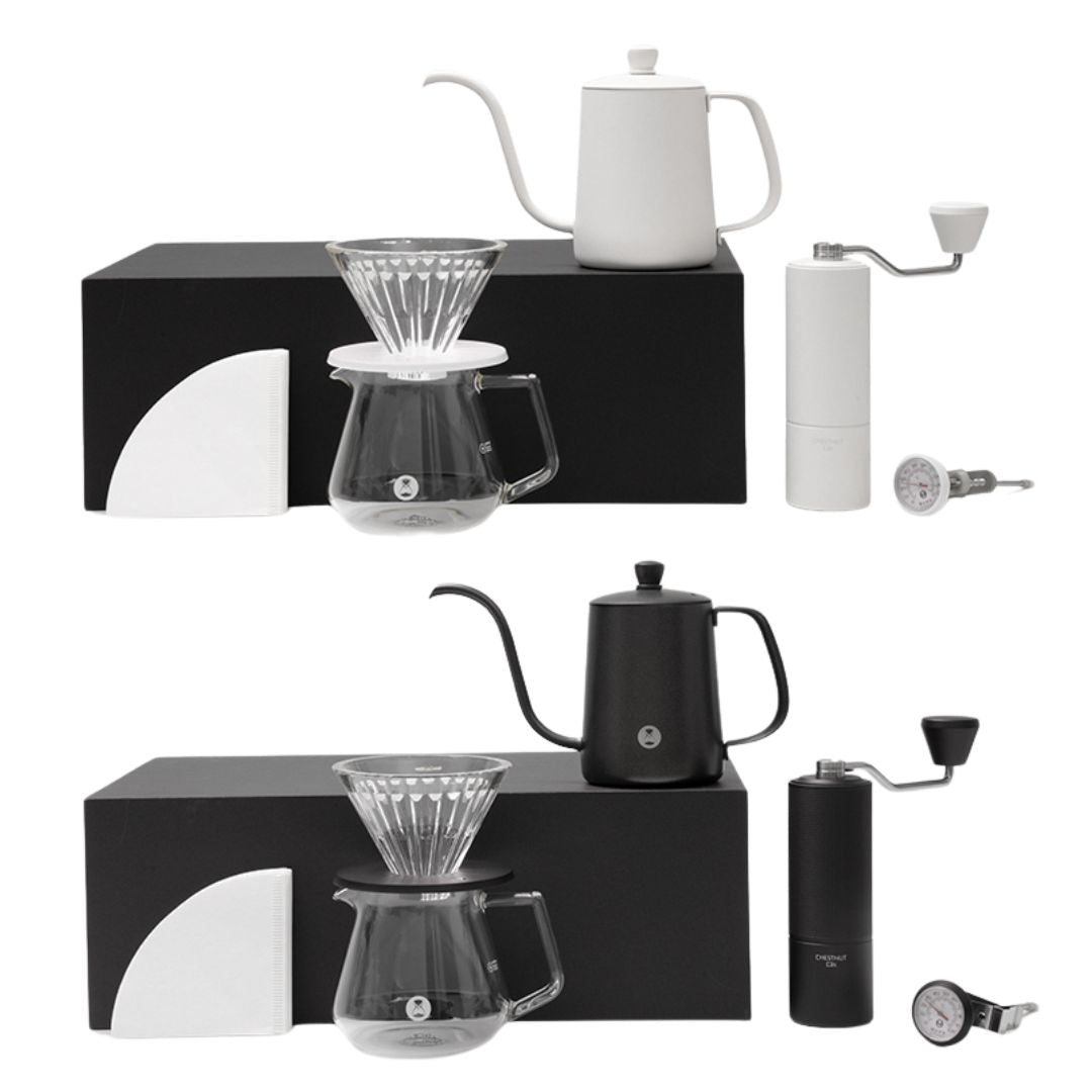 TIMEMORE泰摩 | C3s 經典手沖咖啡套裝 (一套有齊 C3s咖啡豆磨+細口手沖壺+玻璃手沖咖啡壺組套裝+溫度計+濾紙)