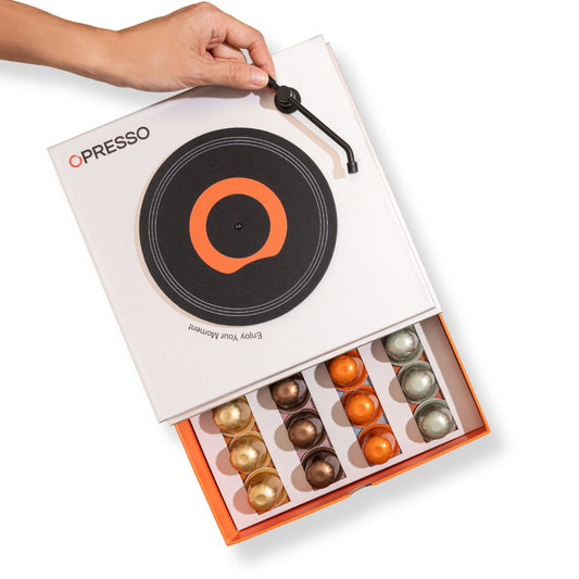 Opresso|Enjoy Your Moment Belgian Coffee Capsule Music Gift Box (Nespresso Compatible)