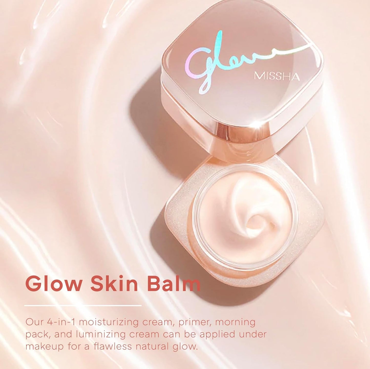 MISSHA|GLOW SKIN BALM 四合一光澤妝前保濕面霜 50ml|晨間護理 亮膚霜 完美自然光澤玻璃肌膚【平行進口產品】