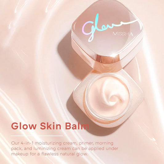 MISSHA|GLOW SKIN BALM 四合一光澤妝前保濕面霜 50ml|晨間護理 亮膚霜 完美自然光澤玻璃肌膚【平行進口產品】