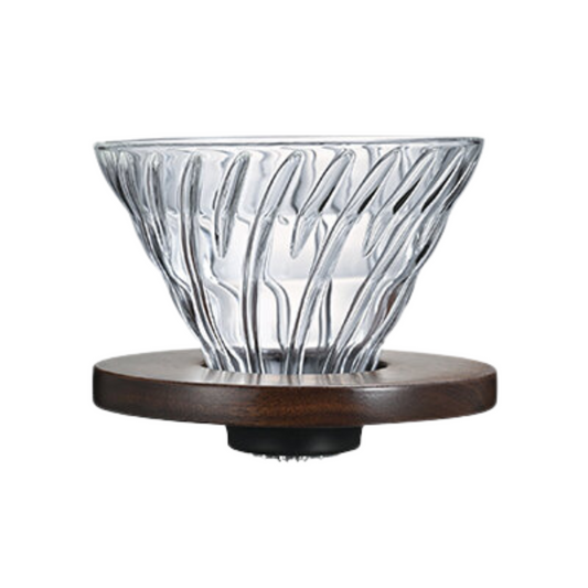 HARIO|V60 02 Glass Drip Cup Walnut Holder VDG-02-WN