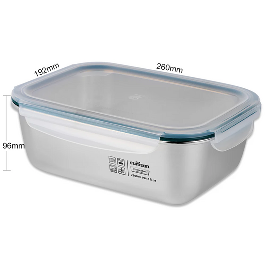 CUITISAN|Simple Rectangle 韓國製不鏽鋼微波爐飯盒 No. 10 (304不銹鋼) - 長方形 - 2800ml