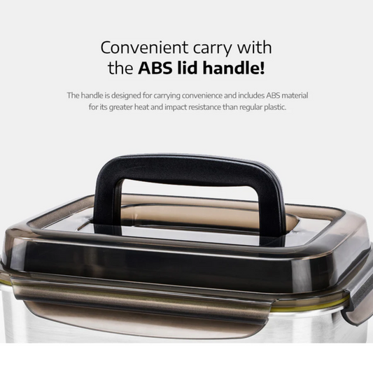 CUITISAN|Signature 韓國製不鏽鋼微波爐飯盒 (316不銹鋼) - 手提 長方形 3300ml *矽膠部分顏色隨機發貨