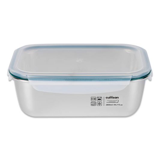 CUITISAN|Simple Rectangle 韓國製不鏽鋼微波爐飯盒 No. 10 (304不銹鋼) - 長方形 - 2800ml