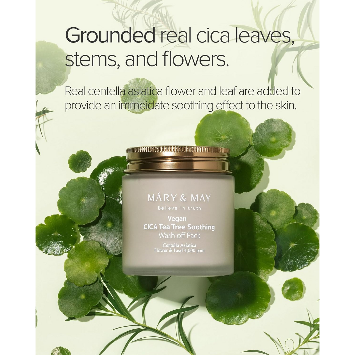 Mary&May|Vegan CICA TeaTree Soothing Wash off Pack 純素積雪草舒緩水洗面膜 125g