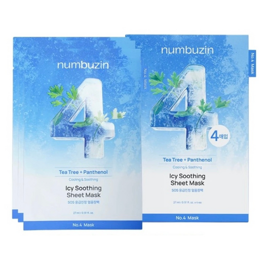 Numbuzin|No.4 冰涼舒緩冰爽舒緩艾草祛紅面膜 (4片裝) *新舊包裝隨機發貨*【平行進口產品】