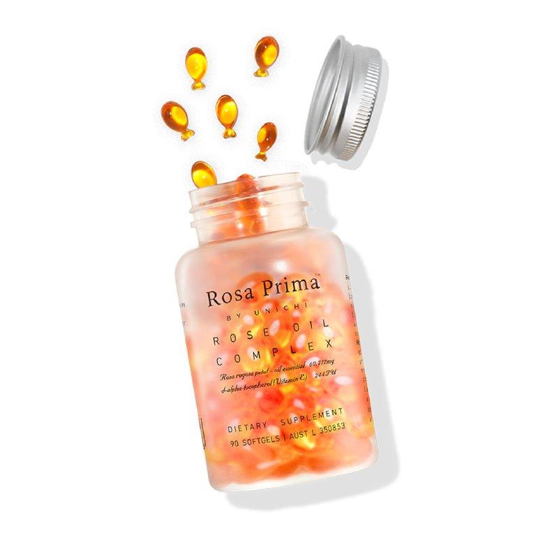 Unichi | Rosa Prima Rose Oil Complex 玫瑰精油小魚膠囊 90粒【平行進口產品】