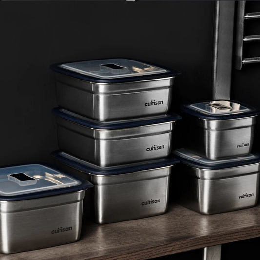 CUITISAN|Square Korean-made Stainless Steel Microwave Lunch Box No. 7 (304 Stainless Steel) - Rectangular - 750ml