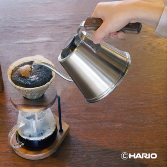 HARIO | V60 胡桃木滴水架 手沖咖啡壺組套裝 2025新款 (02玻璃濾杯 附40張濾紙) WDS-1006-WN【平行進口產品】