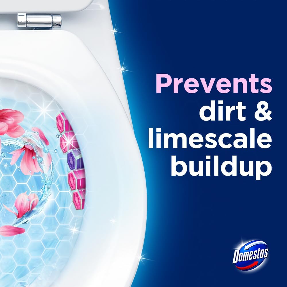 Domestos | Power 5 Toilet Rim Block 50g x 9 | 5-in-1 Design | Cleans, Long-lasting Fragrance, Prevents Limescale, Rich Foam, and Shine