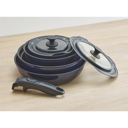 Thermos | 5/8-Piece Blue Cookware Set (Direct Heat) KSE-5/8A (Parallel Imported Product)