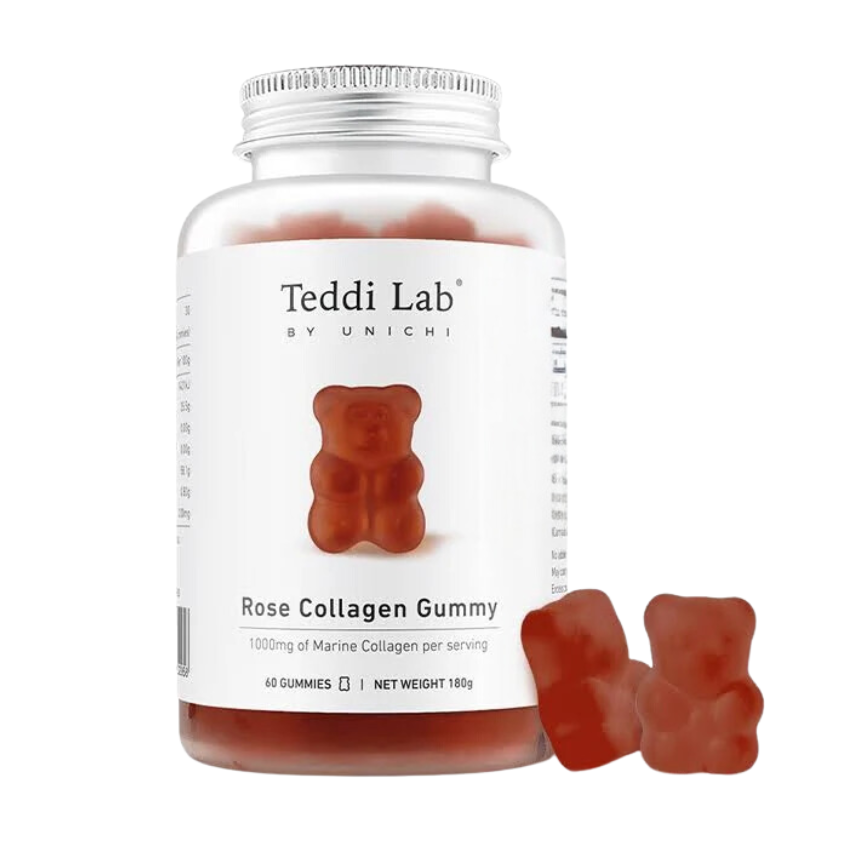 Unichi Teddi Lab Rose Collagen Gummy Bear 60 Gummies【Parallel