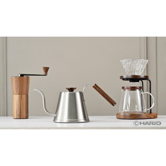 HARIO | V60 胡桃木滴水架 手沖咖啡壺組套裝 2025新款 (02玻璃濾杯 附40張濾紙) WDS-1006-WN【平行進口產品】