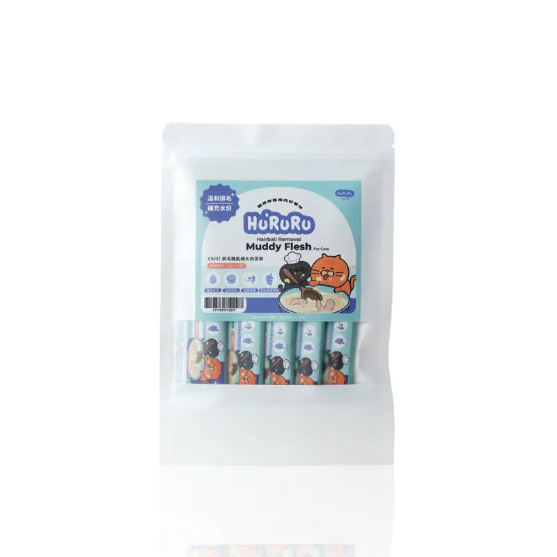 Hururu|Chill! Hydrating Mousse Treat Stick 5-Pack (15g) - Chicken & Shrimp (Gentle Hairball Control) / Chicken & Scallop (Calming)|Hydration x Calming