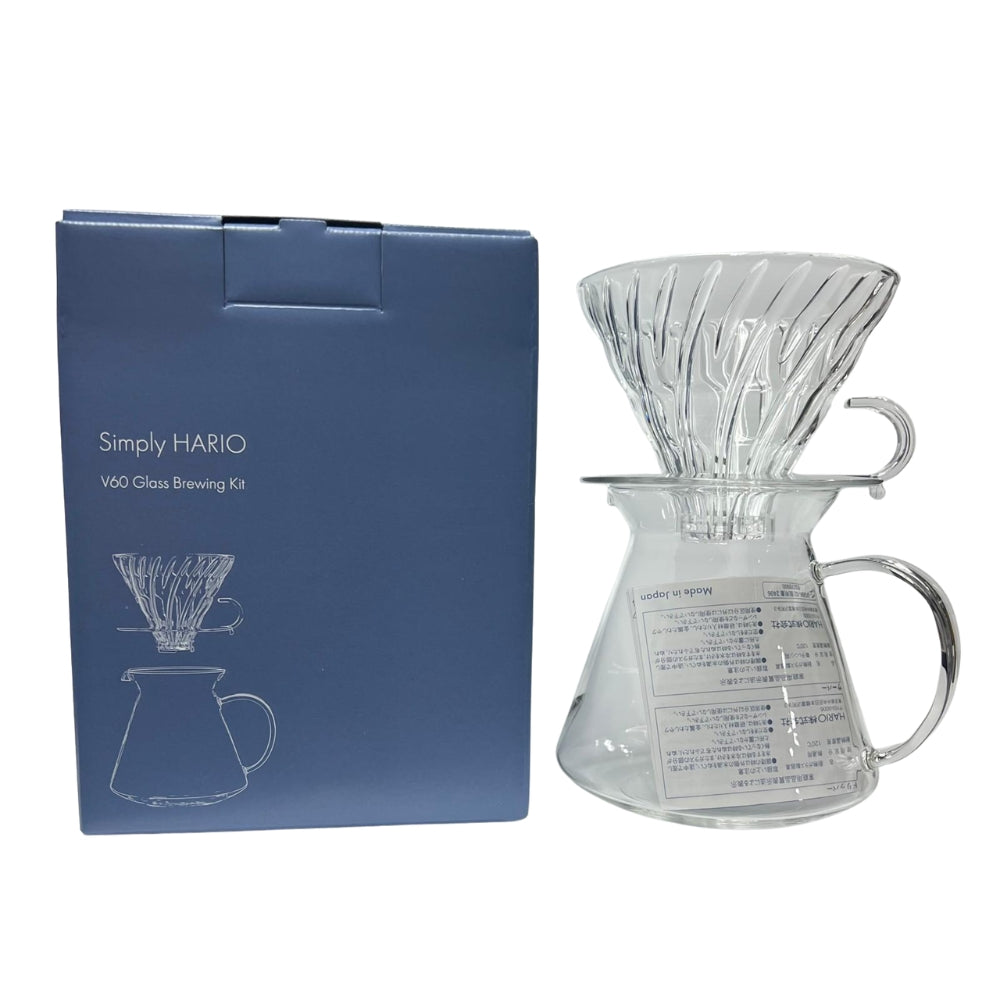 HARIO | V60 02玻璃濾杯手沖咖啡壺組 (附40張濾紙) SIMPLY HARIO S-VGBK-02-T (1-4杯用)【平行進口貨品】