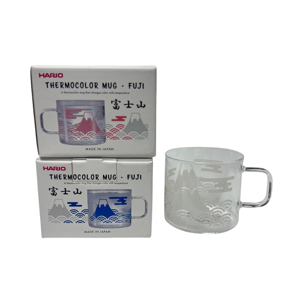 HARIO|日本製 FUJI 感溫變色馬克杯 富士山圖案咖啡玻璃杯 (330ml) TCM-1-FJ【平行進口產品】