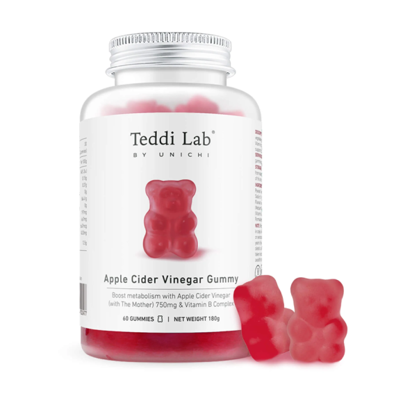 Unichi|Teddi Lab 蘋果醋 小熊軟糖 60粒 (蘋果檸檬口味)【平行進口產品】