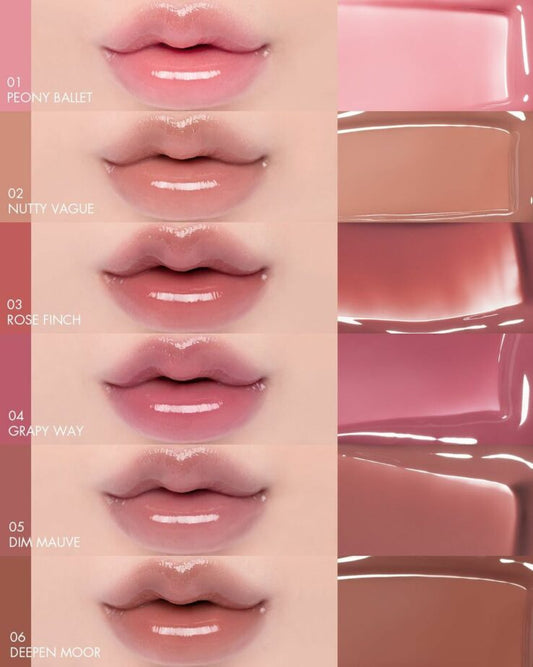 Romand|Glasting Color Gloss 天使光糖漿鏡面唇蜜 - 03 Rose Finch/06 Deepen Moor【平行進口產品】