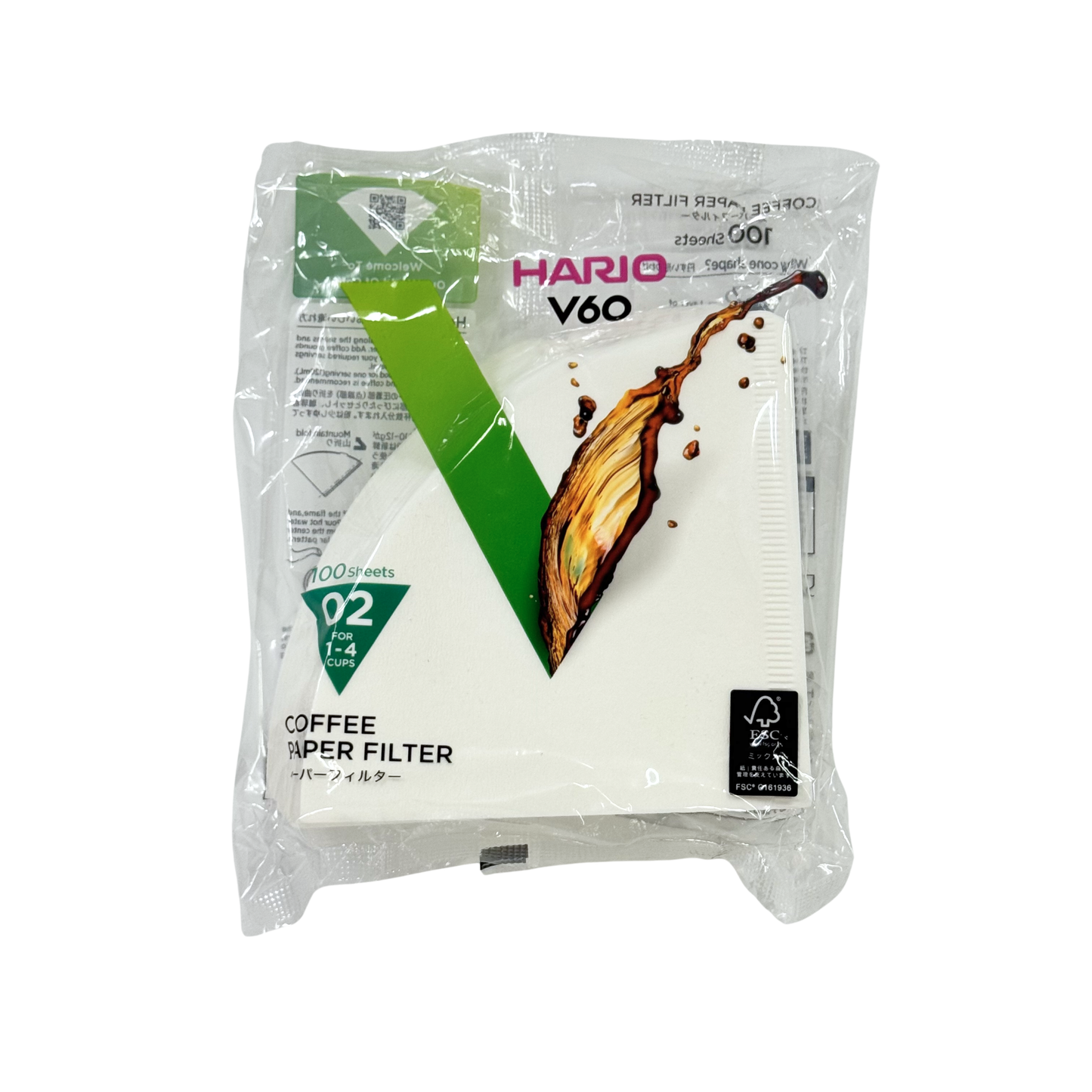 HARIO | V60 Coffee Paper Filter VCF-02-100W 【For 2-4 Cup】