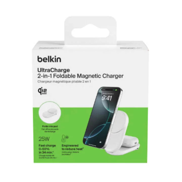 Belkin UltraCharge Qi2 2-in-1 Foldable Magnetic Charger 25W WIZ039my (Round Form) [Hong Kong Genuine Product | 2-Year Warranty]