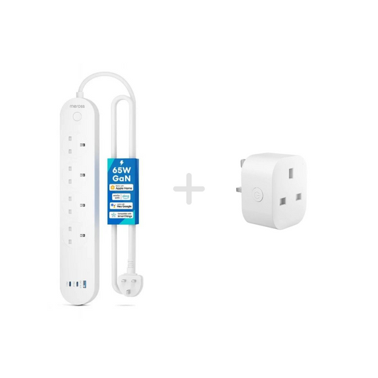 【優惠組合】Meross｜Smart Wi-Fi Plug Mini 單位智能插頭 (MSS110) + 65W GaN 智能快充拖板 (MSP843P)【香港行貨｜1年保養】