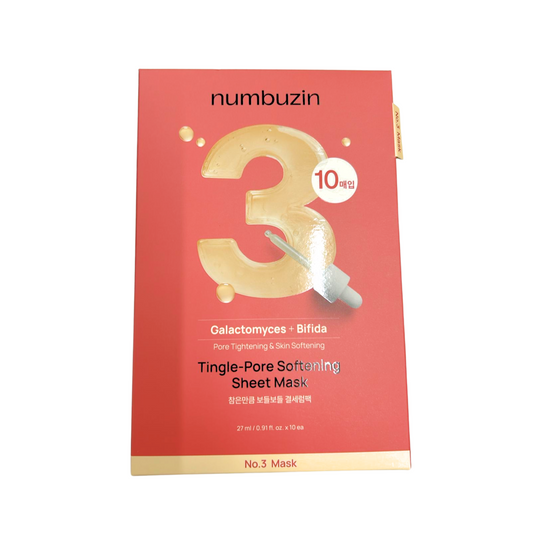 Numbuzin｜"10片裝" No.3 水光收毛孔面膜套裝 韓國數字面膜 numbuz:n Mask No.3 (每片27g*10pcs)【平行進口】