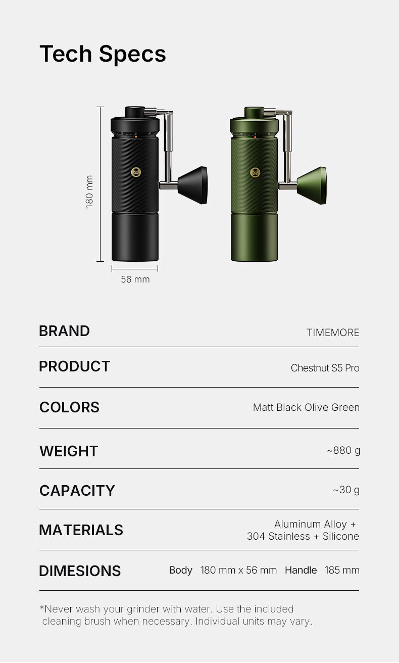 TIMEMORE 泰摩 | S5 PRO 栗子旗艦級 48mm 錐刀咖啡磨豆機 手搖磨豆機 Coffee Grinder【品牌授權｜香港1年保養】
