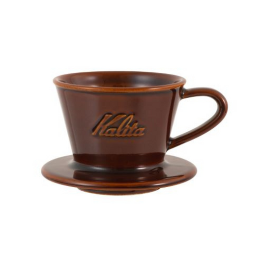 Kalita｜MI-155 Wave Dripper 美濃燒陶瓷 蛋糕咖啡濾杯 (1-2人用) 經典155濾杯 亮啡色【平行進口產品】