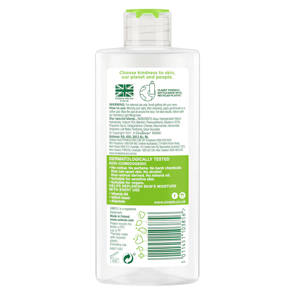 Simple｜Soothing Facial Toner 舒柔純淨爽膚水 200ml【平行進口產品】