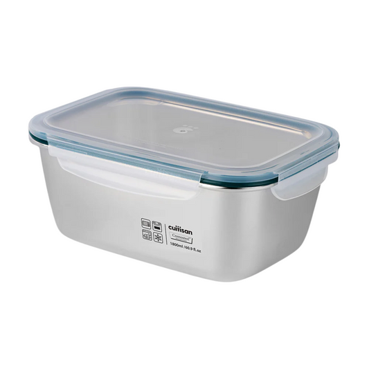 CUITISAN｜Simple Rectangle 韓國製不鏽鋼微波爐飯盒 No. 8 (304不銹鋼) - 長方形 - 1800ml