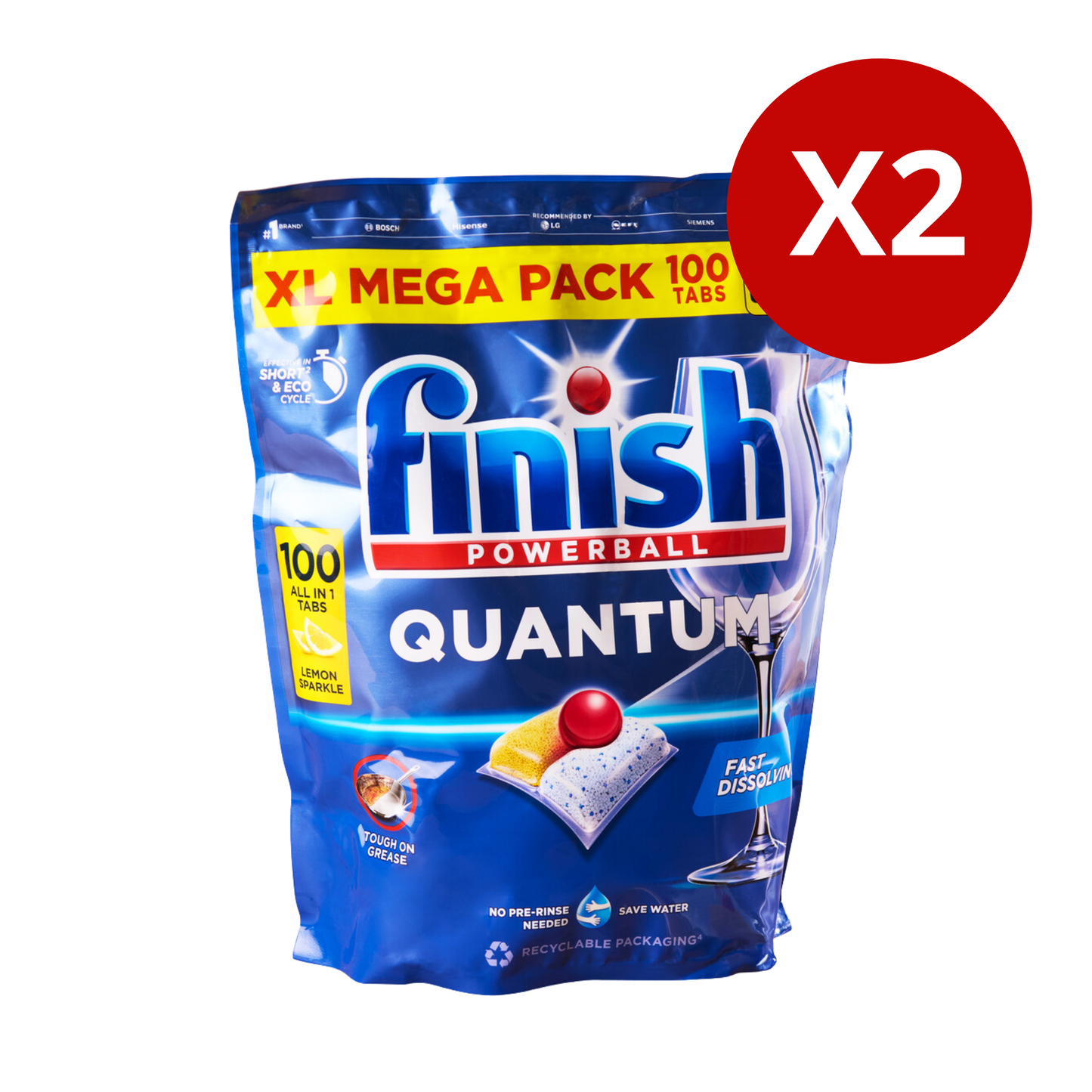 Finished | [XL Extra Large - Double Pack] Quantum All-Purpose Dishwasher Floats 100 Floats x 2 | Powerful Dishwasher Ball | Dishwasher Dedicated Cleaner