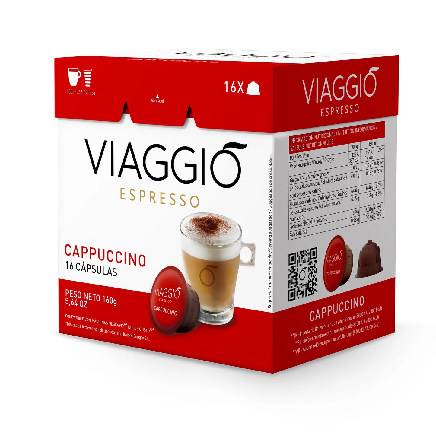 VIAGGIO Espresso | CAPUCHINO 16-Capsule/Box (For Dolce Gusto)