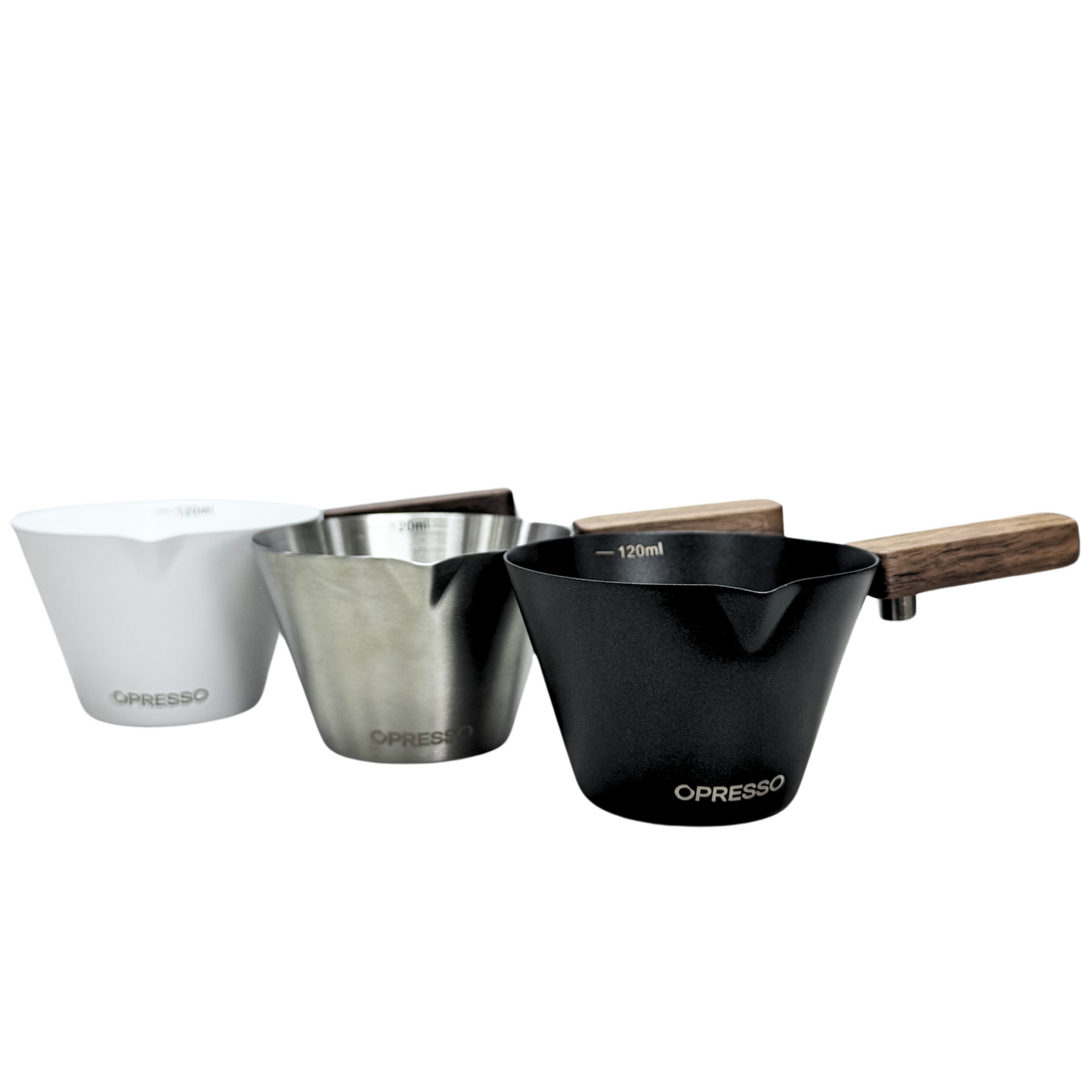 Opresso｜Expresso Coffee Cups With Handle, Stainless Steel (120ml)  - Stainless Steel/White/Black