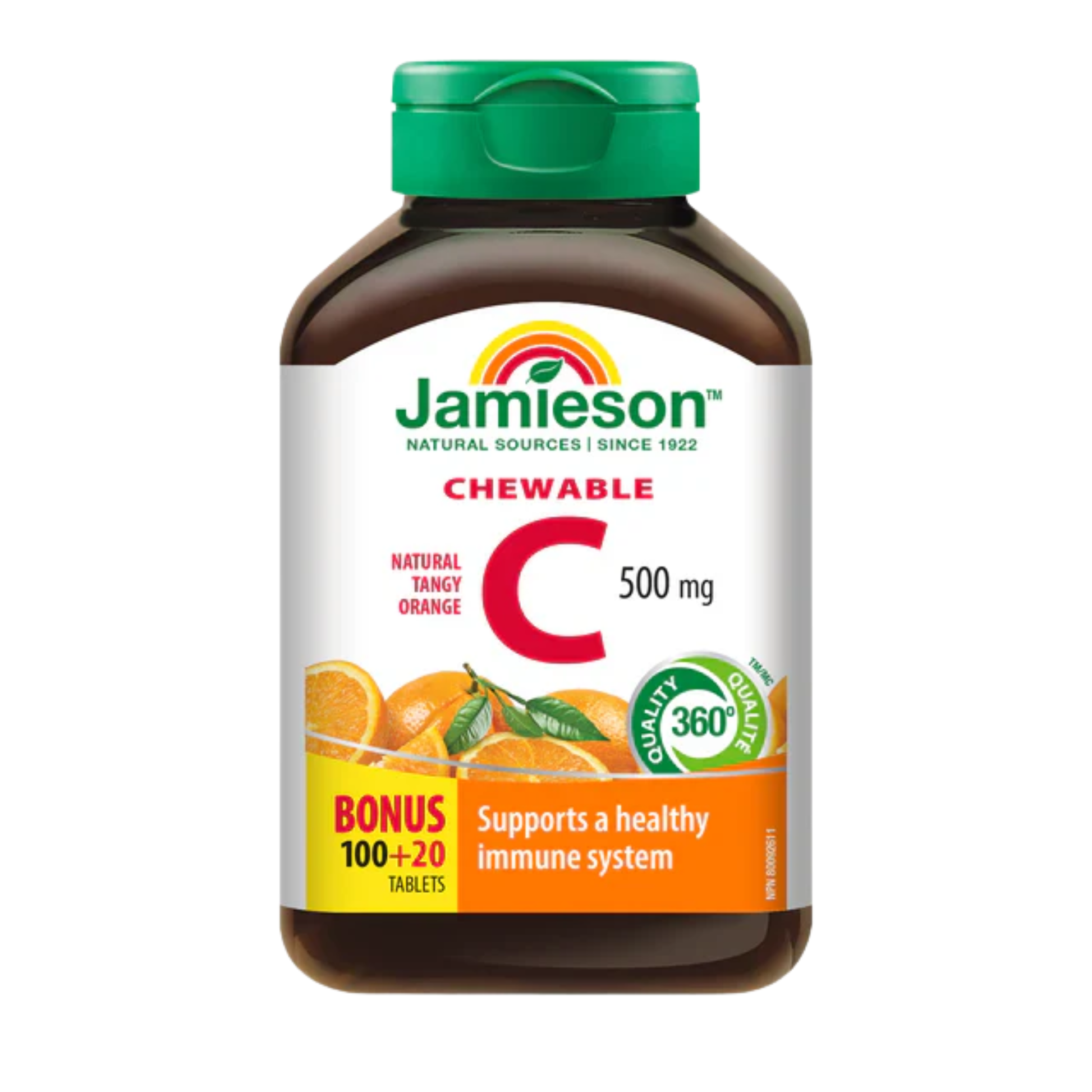 &nbsp;Jamieson｜維他命C 咀嚼片 (500mg) 香橙味 (120粒)｜抗氧化維生素C 感冒預防補充劑 膠原蛋白合成【平行進口產品】
