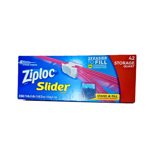 Ziploc｜食品級家用冰櫃密封保鮮袋 可站式 拉鍊款 中號 42入｜適用於蔬果保鮮、冷凍保存、三明治、整理等 - OTL Mall