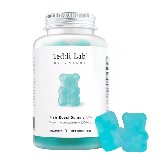 Unichi | Teddi Lab Plus 育髮小熊軟糖 (Plus版 升級版) 海鹽青提味 60粒【平行進口產品】