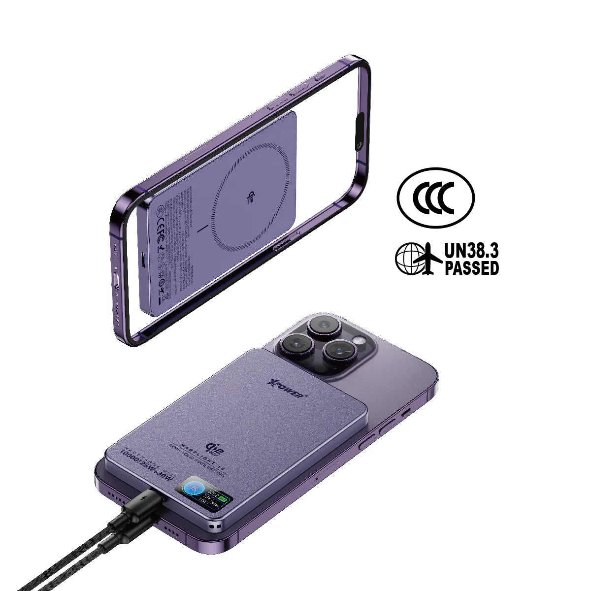 XPower｜(3C可追溯二維碼) MagFlight10 M17 半固態TFT彩屏顯示 QI2.2 25W/30W 10000mAh 磁吸行動電源【一年保養】 - OTL Mall