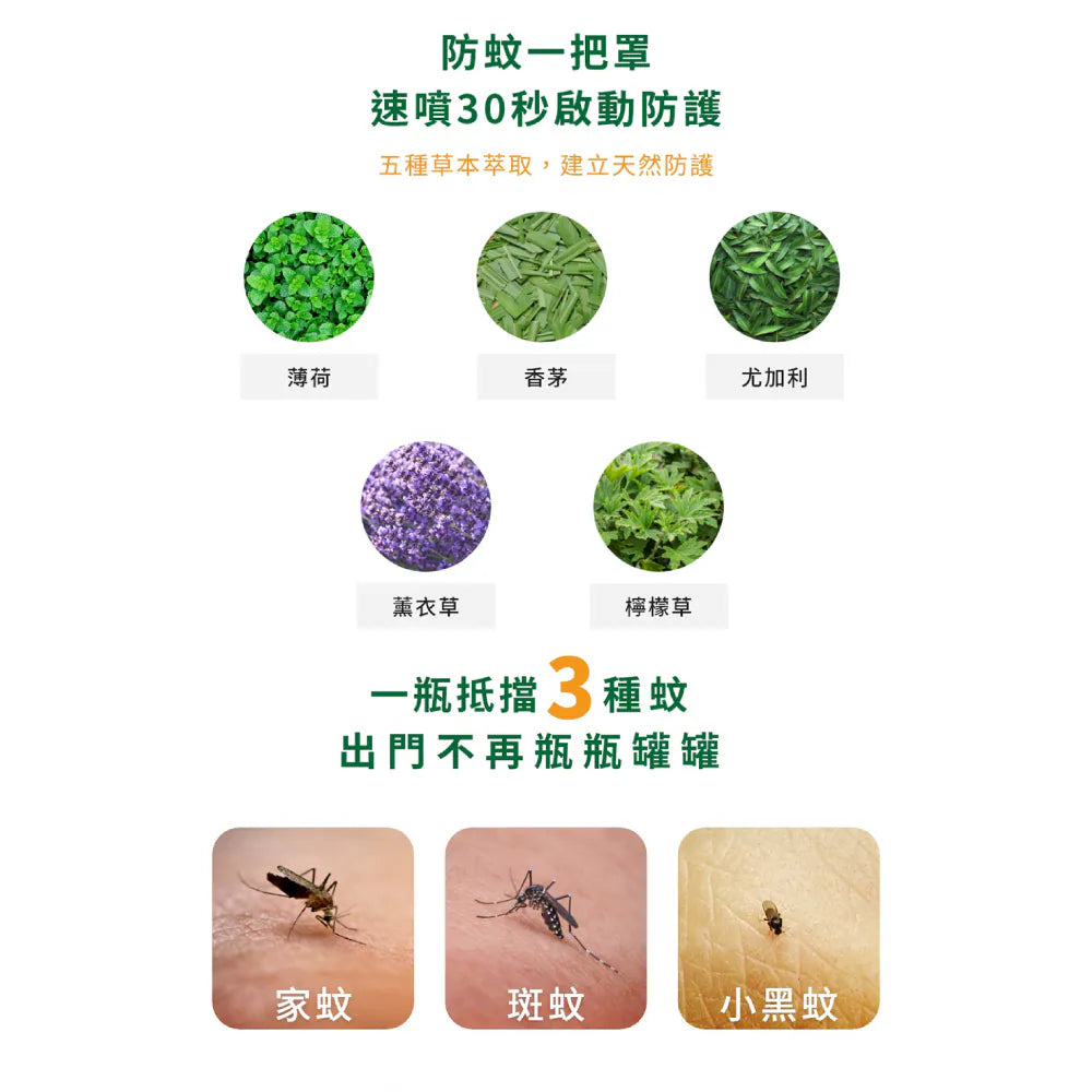福來朗 | 天然草本防蚊液 - 80ml｜長效 3 小時溫和配方（大人小孩及蠶豆症適用）