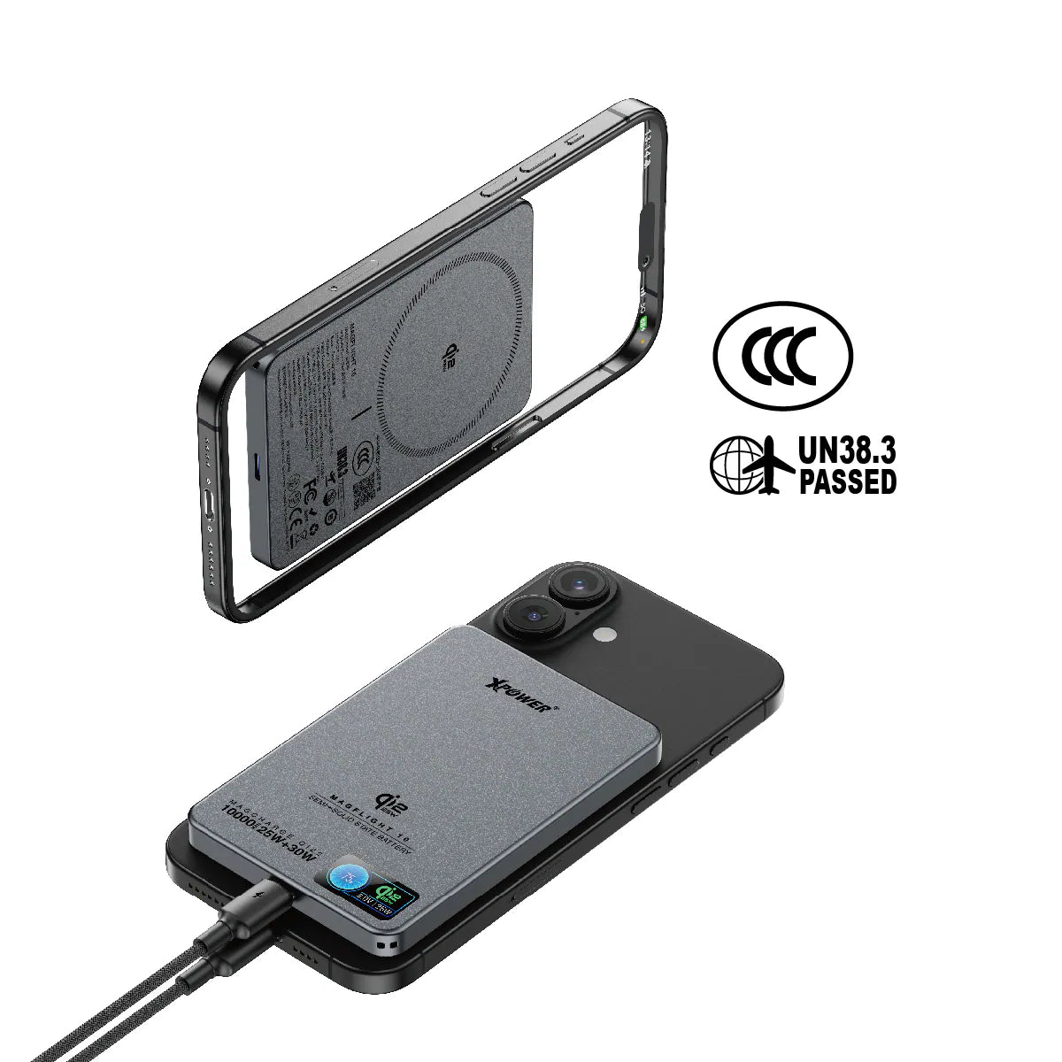 XPower｜(3C可追溯二維碼) MagFlight10 M17 半固態TFT彩屏顯示 QI2.2 25W/30W 10000mAh 磁吸行動電源【一年保養】