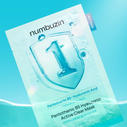 Numbuzin｜No.1 泛酸 B5 玻尿酸活性透明面膜 (4片裝) No.1 Pantothenic B5 Hyaluronic Active Clear Mask【平行進口】