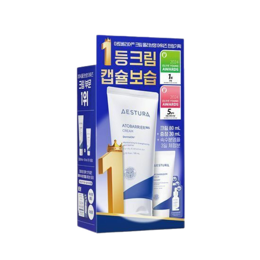 AESTURA｜Atobarrier 365 屏障修復舒緩保濕面霜 80ml＋30ml＋Cera-Hyal Moisture Ampoule 3ml【平行進口產品】