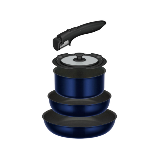 Thermos 膳魔師 | (直火適用) 5/8件套 藍色 可拆手柄廚具套裝 KSE-5/8A【平行進口產品】