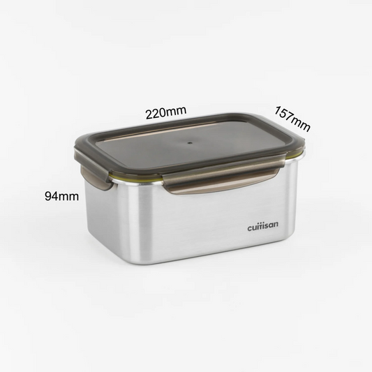 CUITISAN｜Signature 韓國製不鏽鋼微波爐飯盒 (316不銹鋼) - 長方形 2100ml *矽膠部分顏色隨機發貨