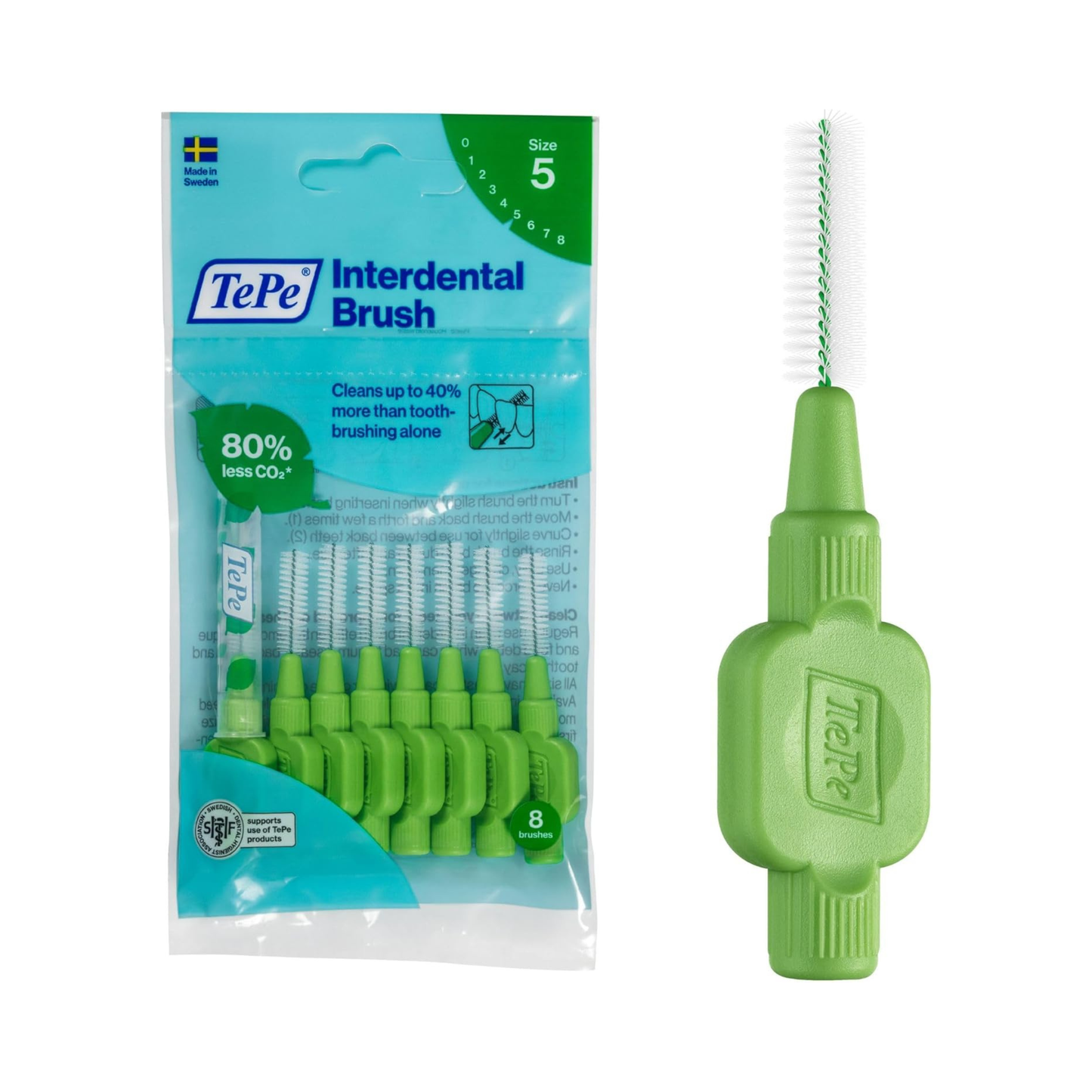 TePe｜0.8mm 牙間刷（ISO 5號）- 8支裝｜適用於細小縫隙【平行進口產品】