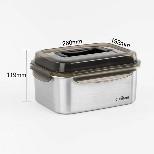 CUITISAN｜Signature 韓國製不鏽鋼微波爐飯盒 (316不銹鋼) - 手提 長方形 3300ml *矽膠部分顏色隨機發貨