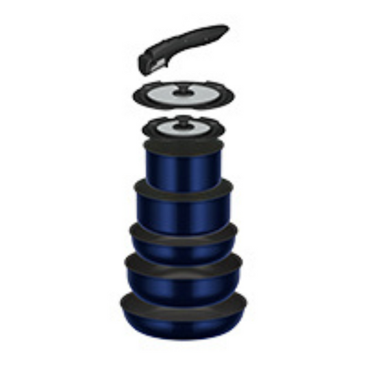 Thermos 膳魔師 | (直火適用) 5/8件套 藍色 可拆手柄廚具套裝 KSE-5/8A【平行進口產品】