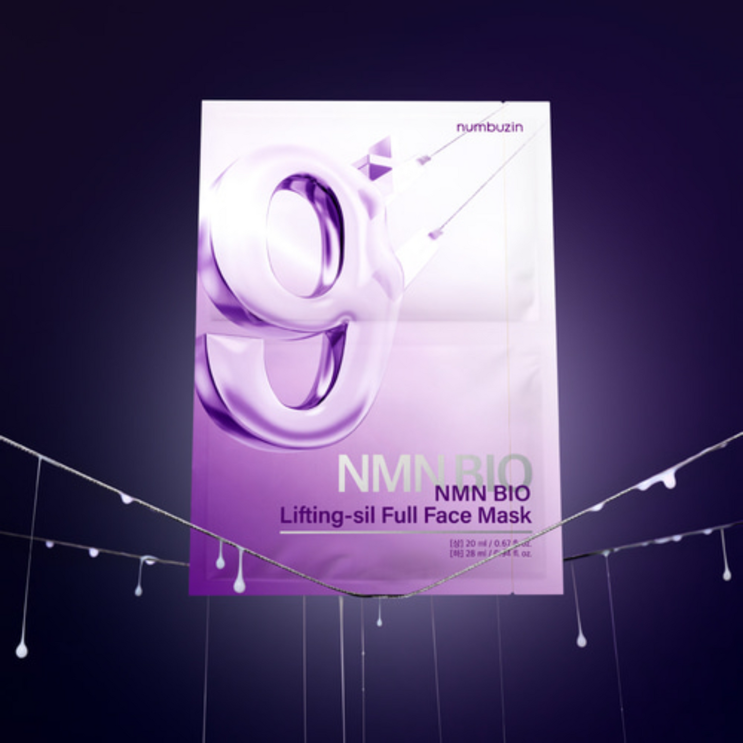 Numbuzin｜No.9 NMN Bio Lifting-sil Full Face Mask (4 Pieces) + Face band [Parallel Imported Product] 